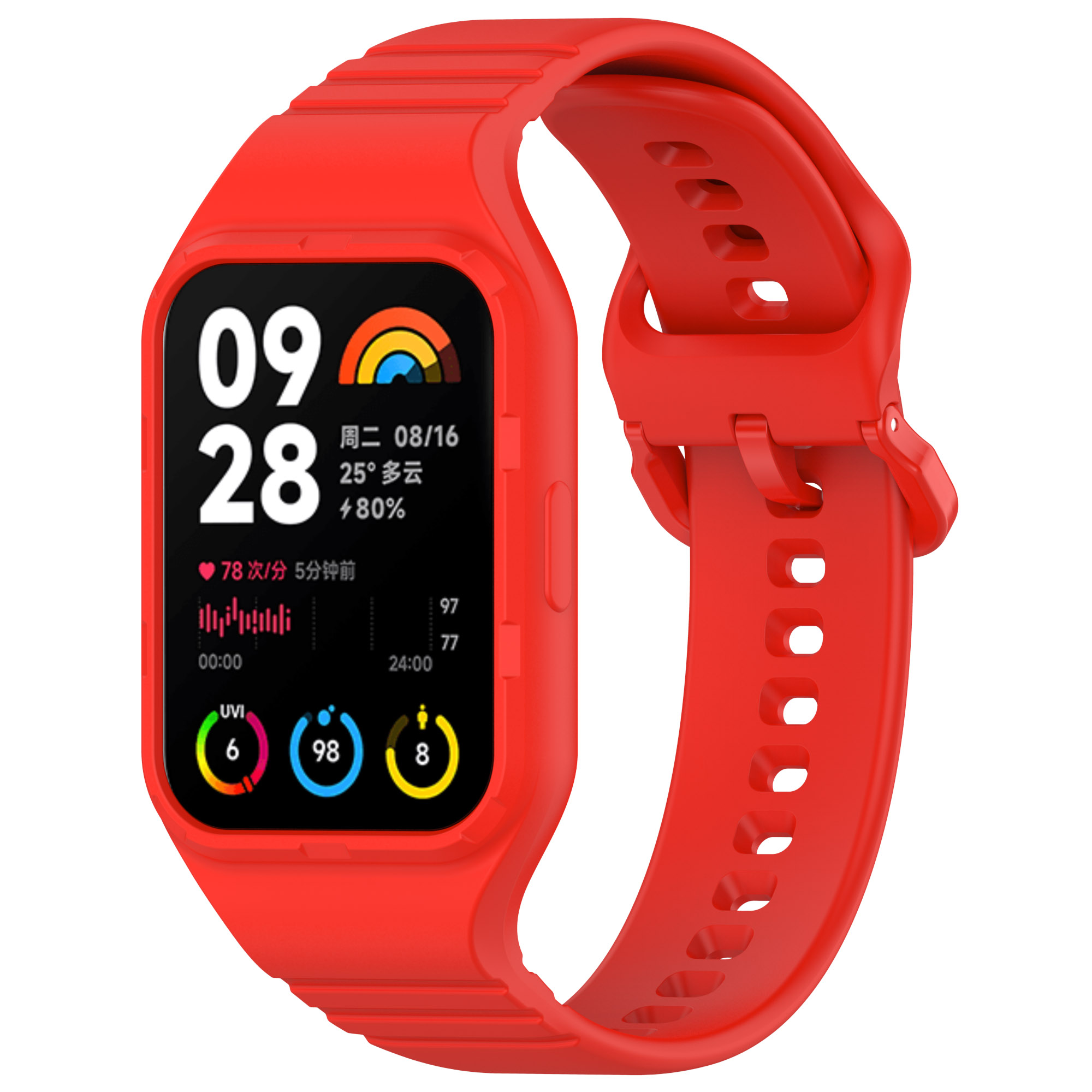 

Ремешок бампер для Xiaomi Mi Band 8 Pro, полная защита, красный, Mi Band 8 Pro