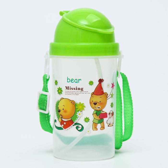 

Поильник с силиконовой трубочкой, 350 мл., цвет МИКС, Разноцветный