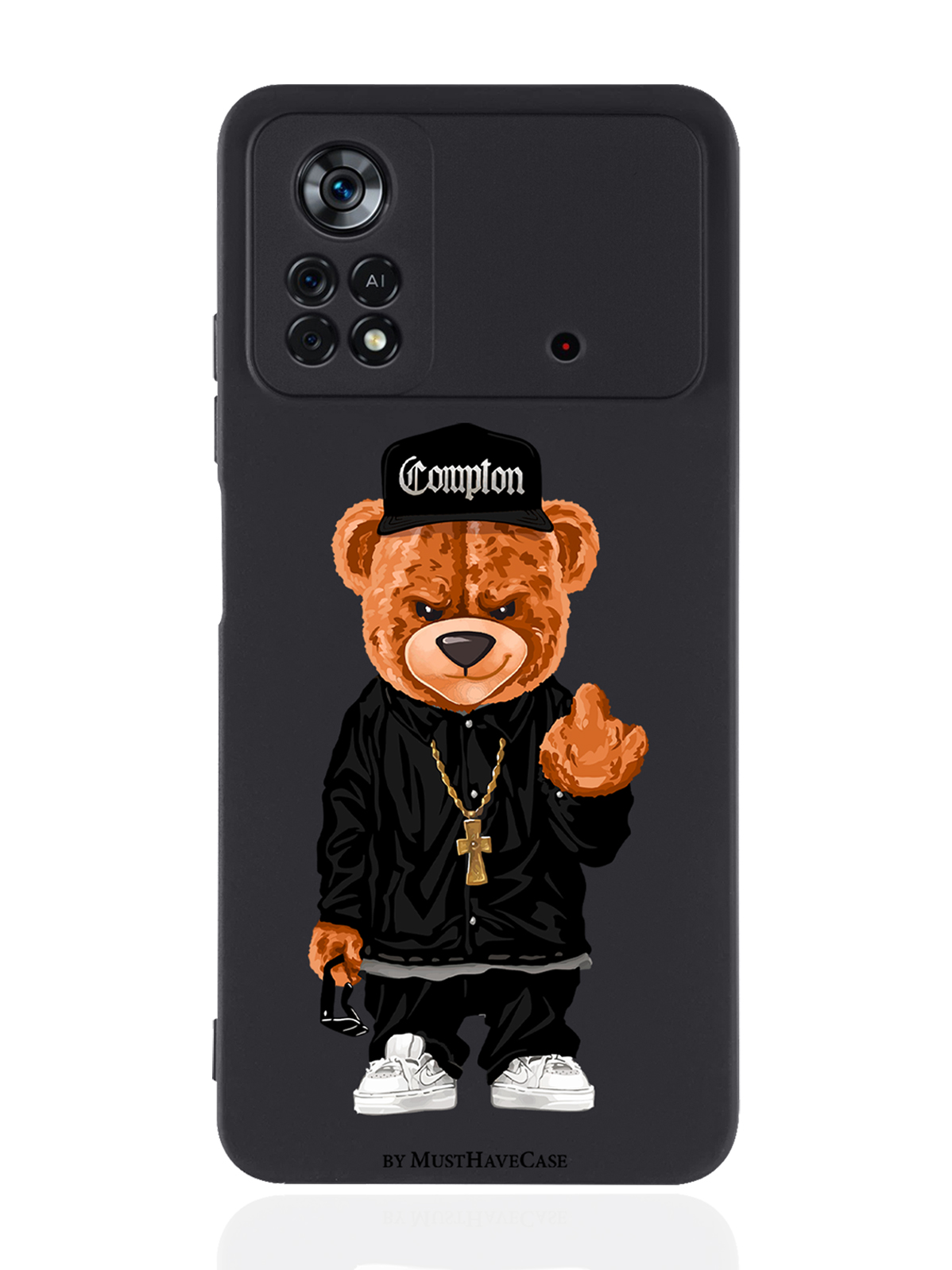 

Чехол MustHaveCase для Poco X4 Pro 5G Мишка Compton черный, Коричневый;черный;белый