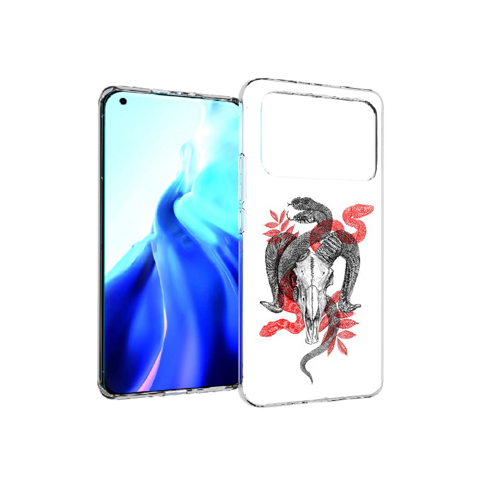 

Чехол MyPads Tocco для Xiaomi Mi 11 Ultra змея в черепе рисунок (PT160500.261.365), Прозрачный, Tocco