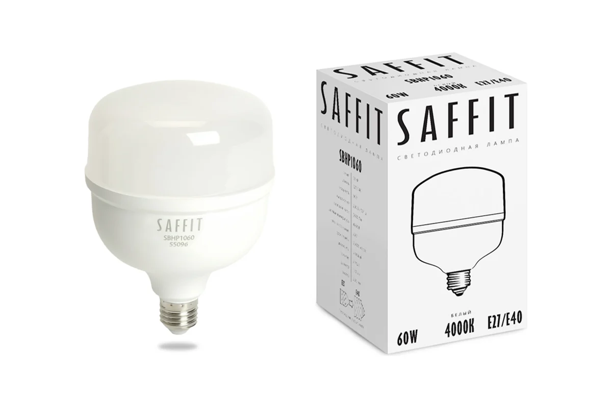 

Лампа светодиодная Saffit E27-E40 60W 4000K Цилиндр Матовая SBHP1060 55096