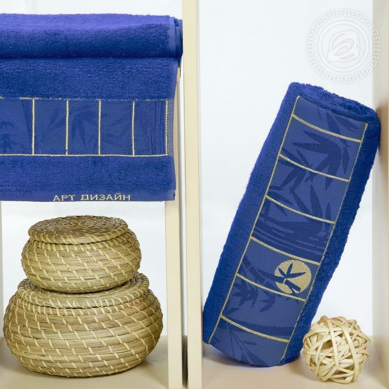 фото Набор полотенец 50х90 и 70х140 бамбук ярко-синий арт-дизайн