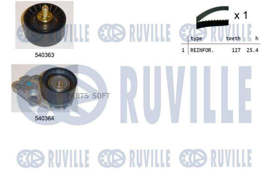 

Комплект Грм Chevrolet/Daewoo 1.4-1.6l 1993 => (Ролик 2шт+Ремень 127x25.4) Ruville арт. 55