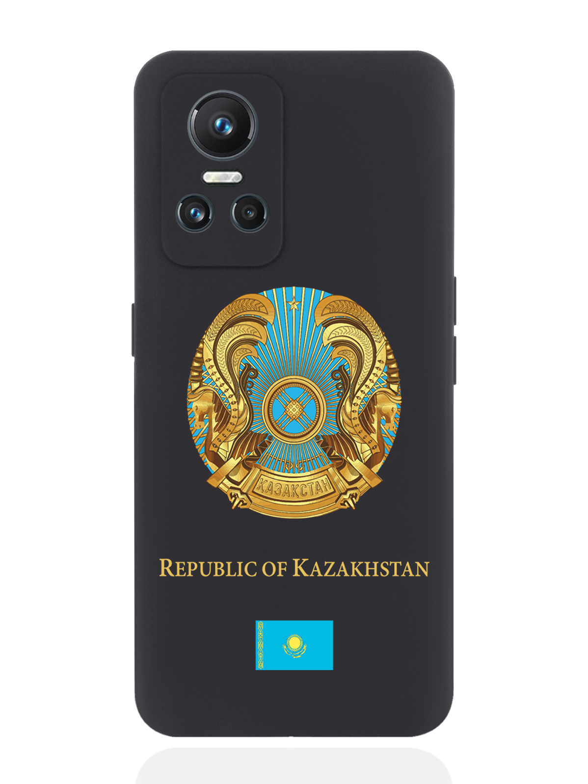 

Чехол SignumCase для realme GT Neo3 Герб Казахстана черный, Разноцветный