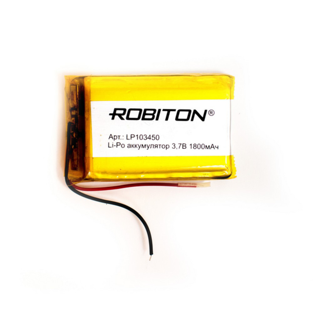 

Аккумулятор ROBITON LP103450, Li-Pol, 3.7 В, 1800 мАч, призма со схемой защиты