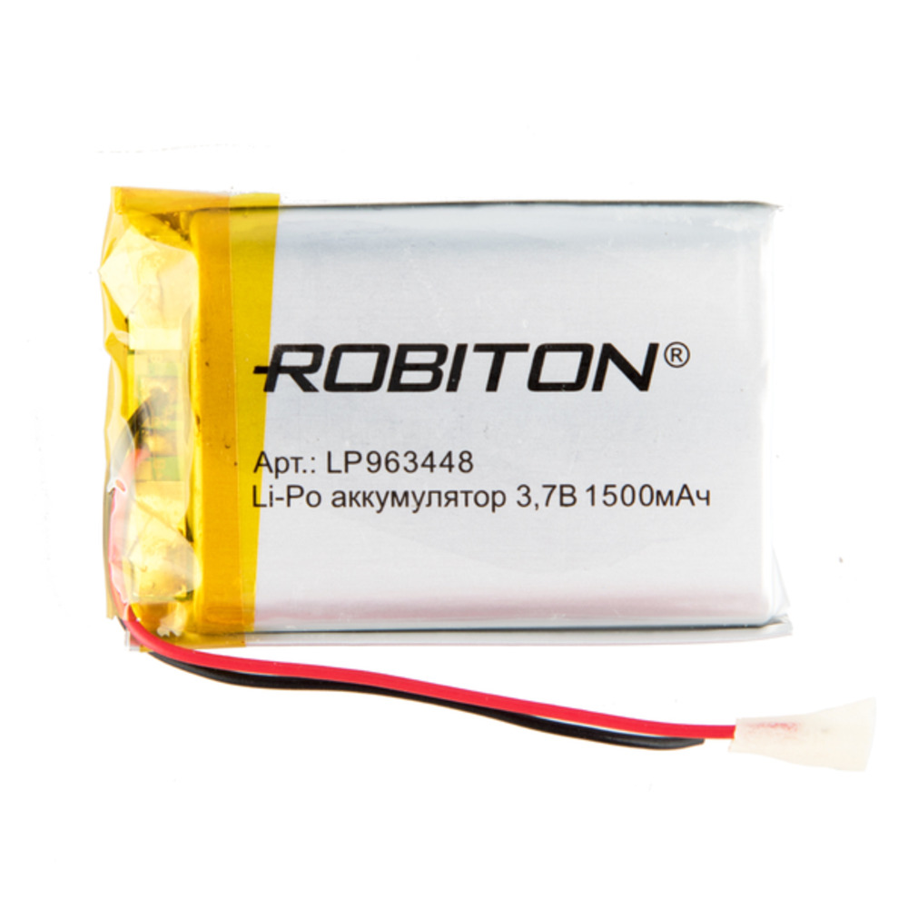

Аккумулятор ROBITON LP963448, Li-Pol, 3.7 В, 1500 мАч, призма со схемой защиты