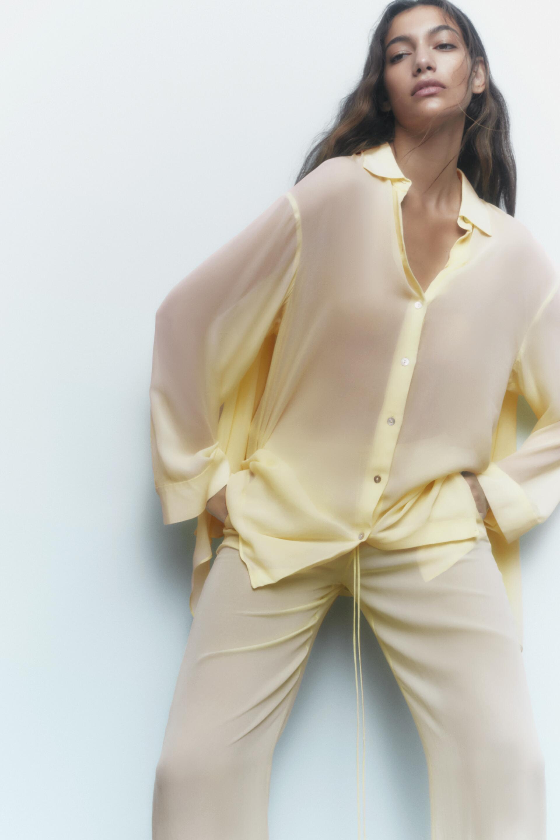 

Рубашка женская ZARA 08563933 желтая S (доставка из-за рубежа), 08563933