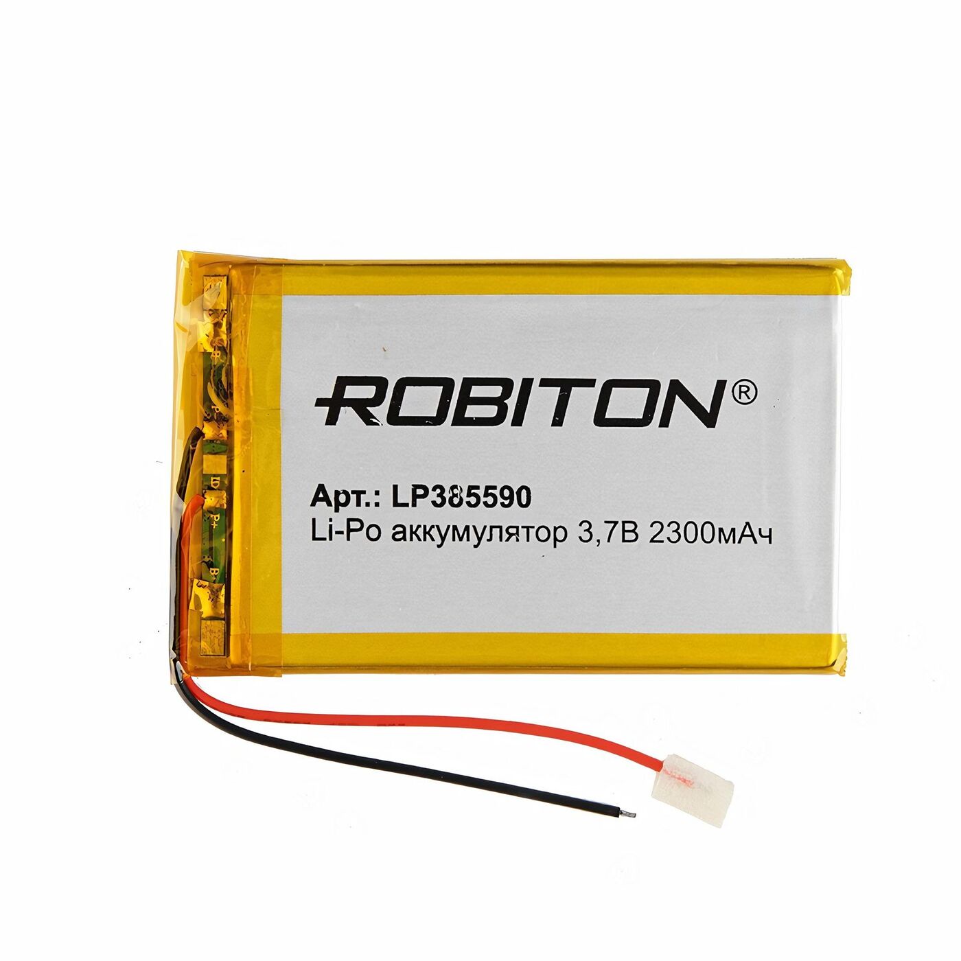 

Аккумулятор ROBITON LP385590, Li-Pol, 3.7 В, 2300 мАч, призма со схемой защиты