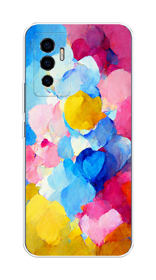 

Чехол на Vivo V23e/Y75 4G "Яркие пятна", Синий;голубой;желтый;розовый, 265950-1