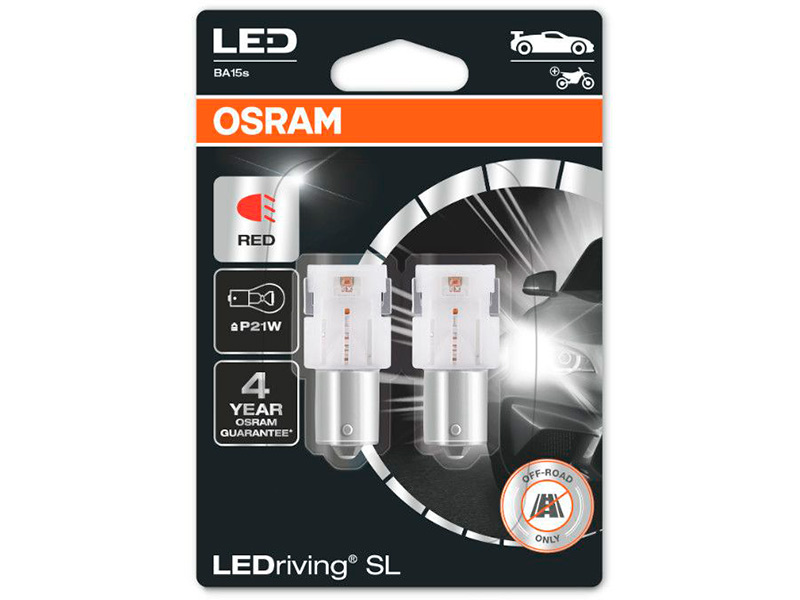 фото Лампа osram w21/5w 12v-led (w3x16q) red 2шт 7515drp-02b