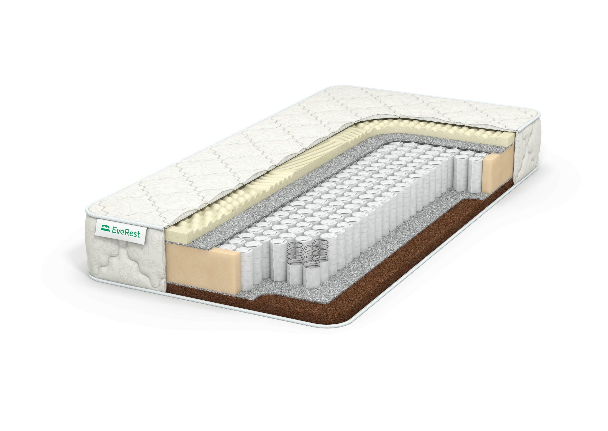 

Матрас EVEREST Ту-Вэй Кокос Латекс 7 зон TFK 140х190, Бежевый;белый;серый;серебристый, Кокос Латекс 7 зон TFK