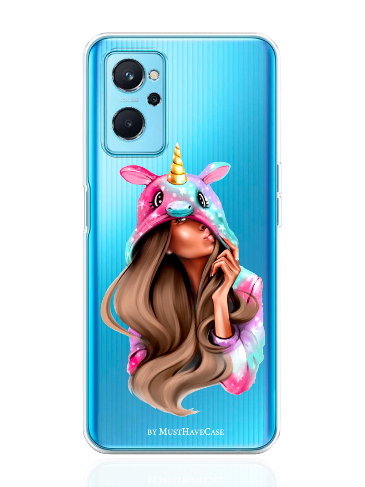 

Чехол MustHaveCase для realme 9i Unicorn Girl/ Единорог прозрачный, Прозрачный;розовый