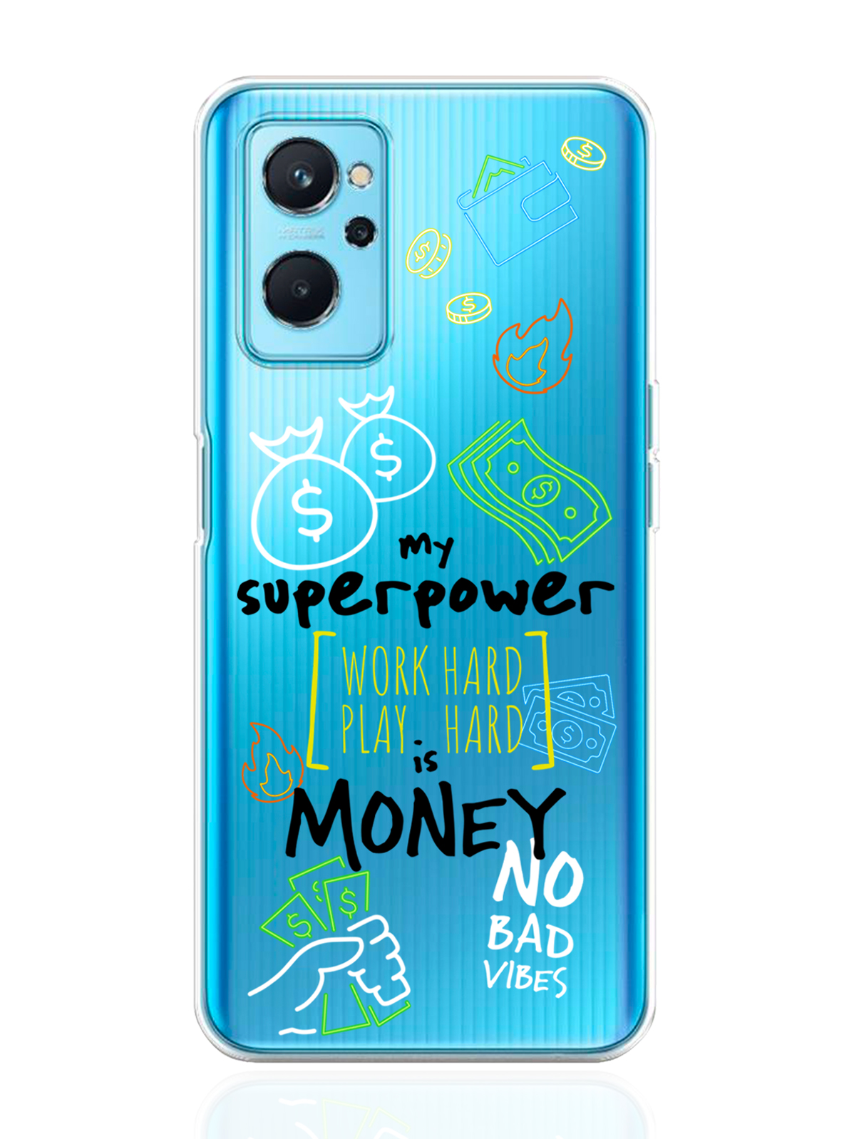 фото Чехол musthavecase для realme 9i my superpower is money прозрачный