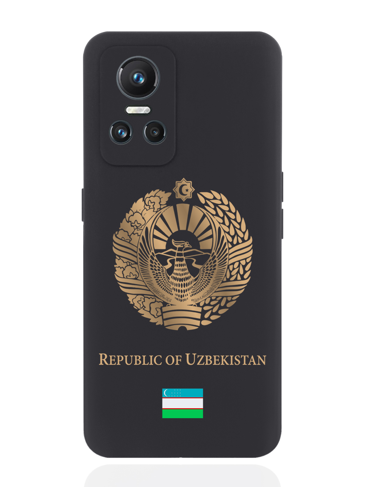 

Чехол SignumCase для realme GT Neo3 Золотой Герб Узбекистана черный, Золотистый;черный