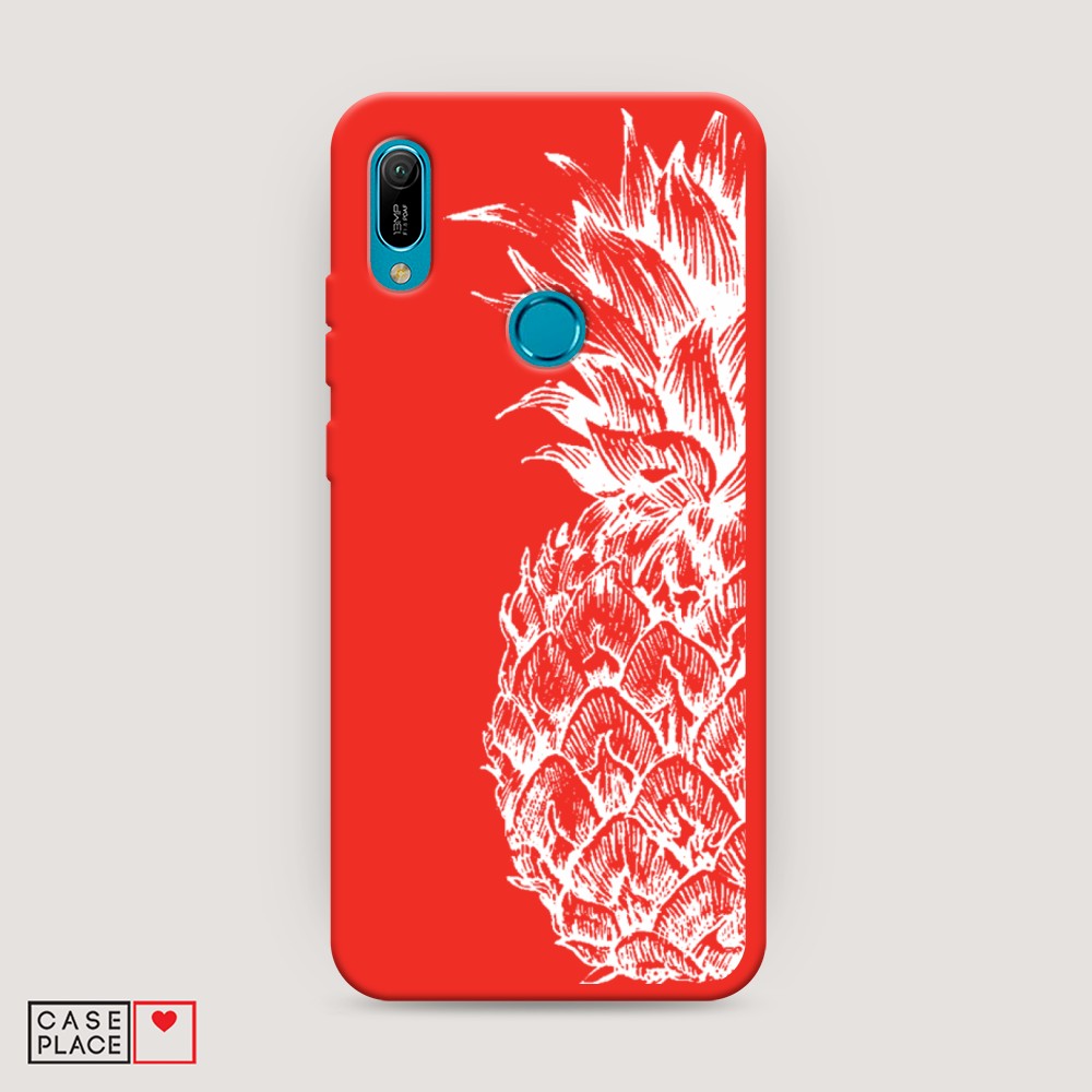 

Чехол Awog на Huawei Y6 2019 "Ананас графика белая", Разноцветный, 68653-1