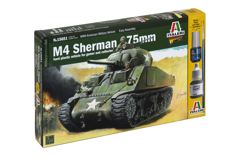 фото Сборная модель italeri 1/56 2-я мировая: танк м4 sherman 75мм 15651