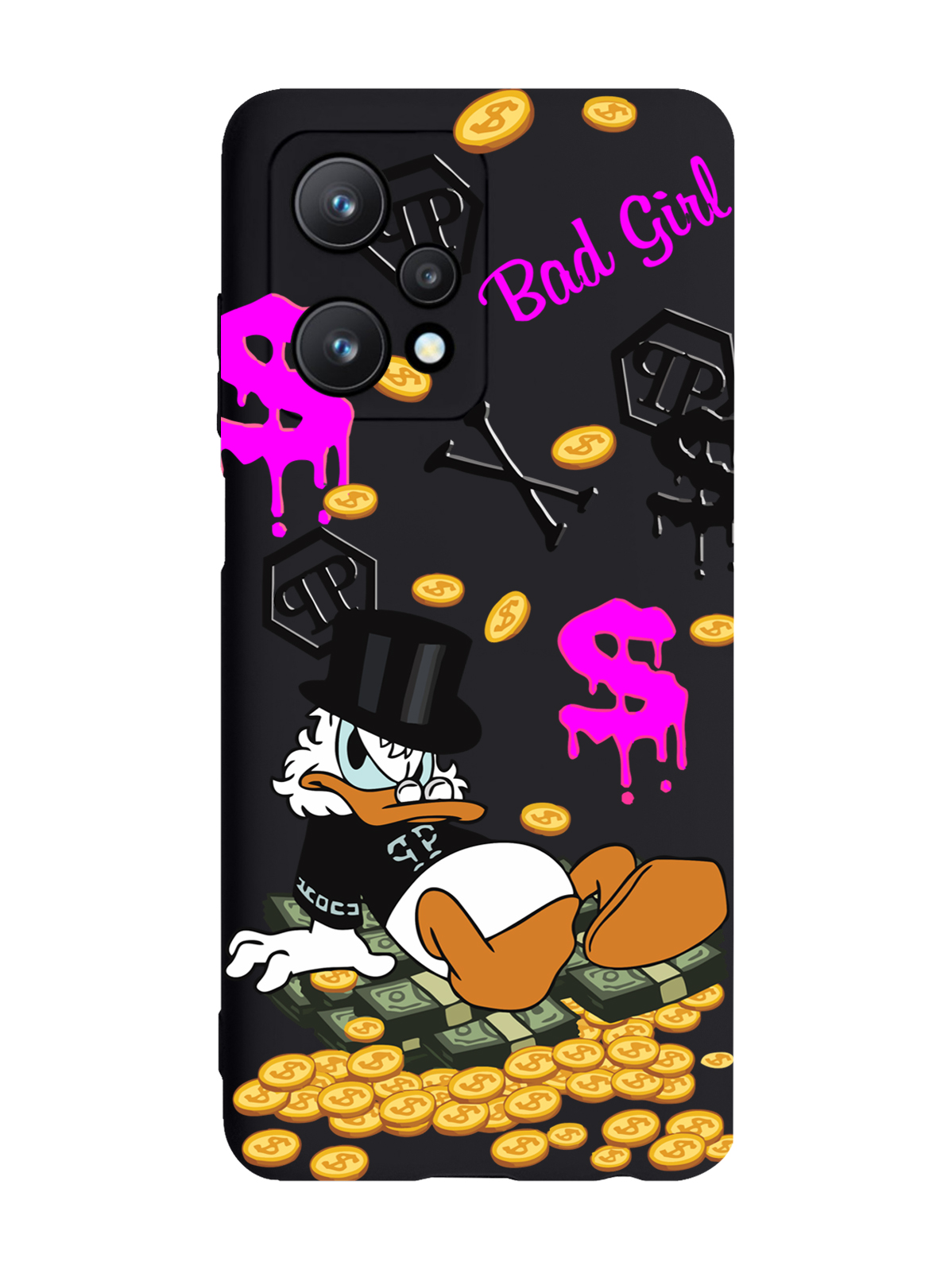 

Чехол MustHaveCase для realme 9 Pro 5G Богатая Утка Bad Girl черный, Черный;розовый