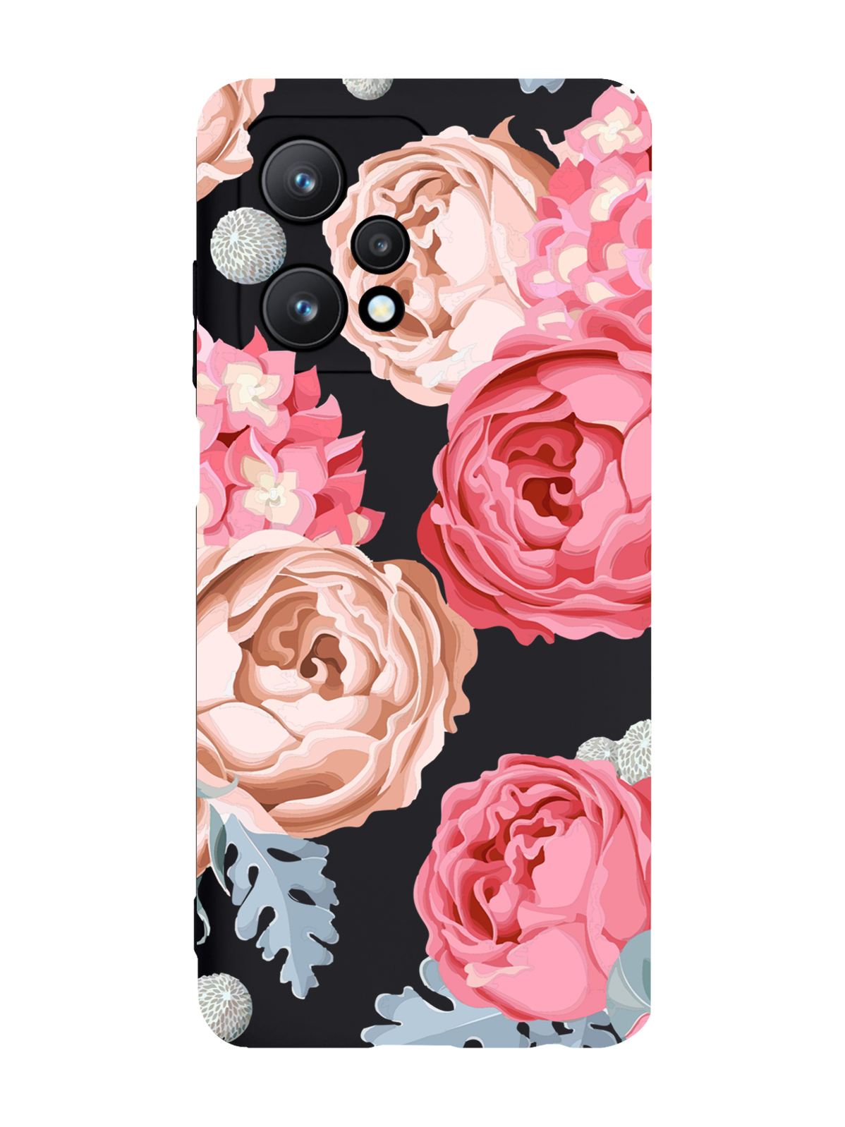 

Чехол MustHaveCase для realme 9 Pro 5G Пионы черный, Розовый