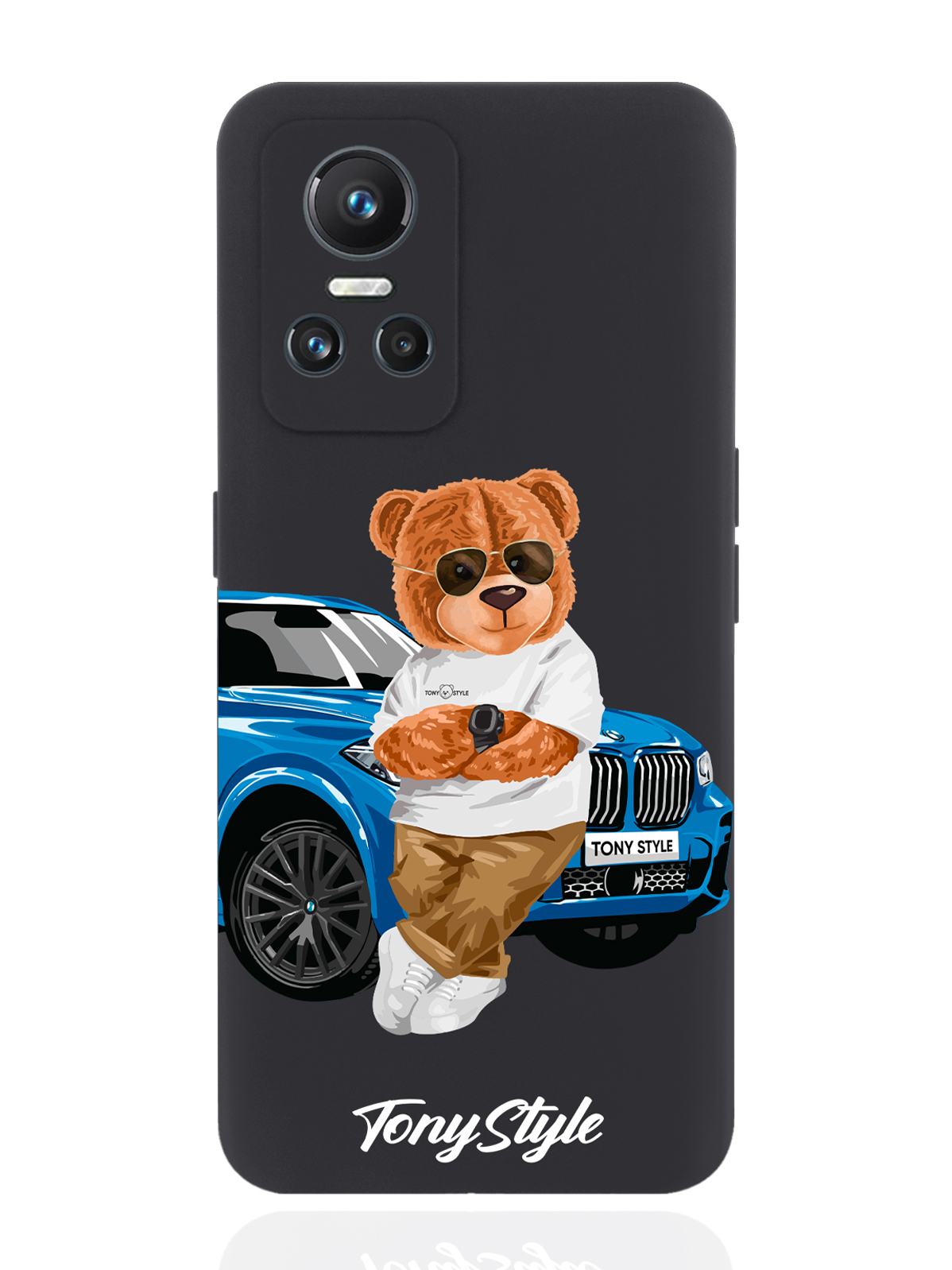 

Чехол Tony Style для realme GT Neo3 Tony Style с машиной черный, Голубой;коричневый;белый