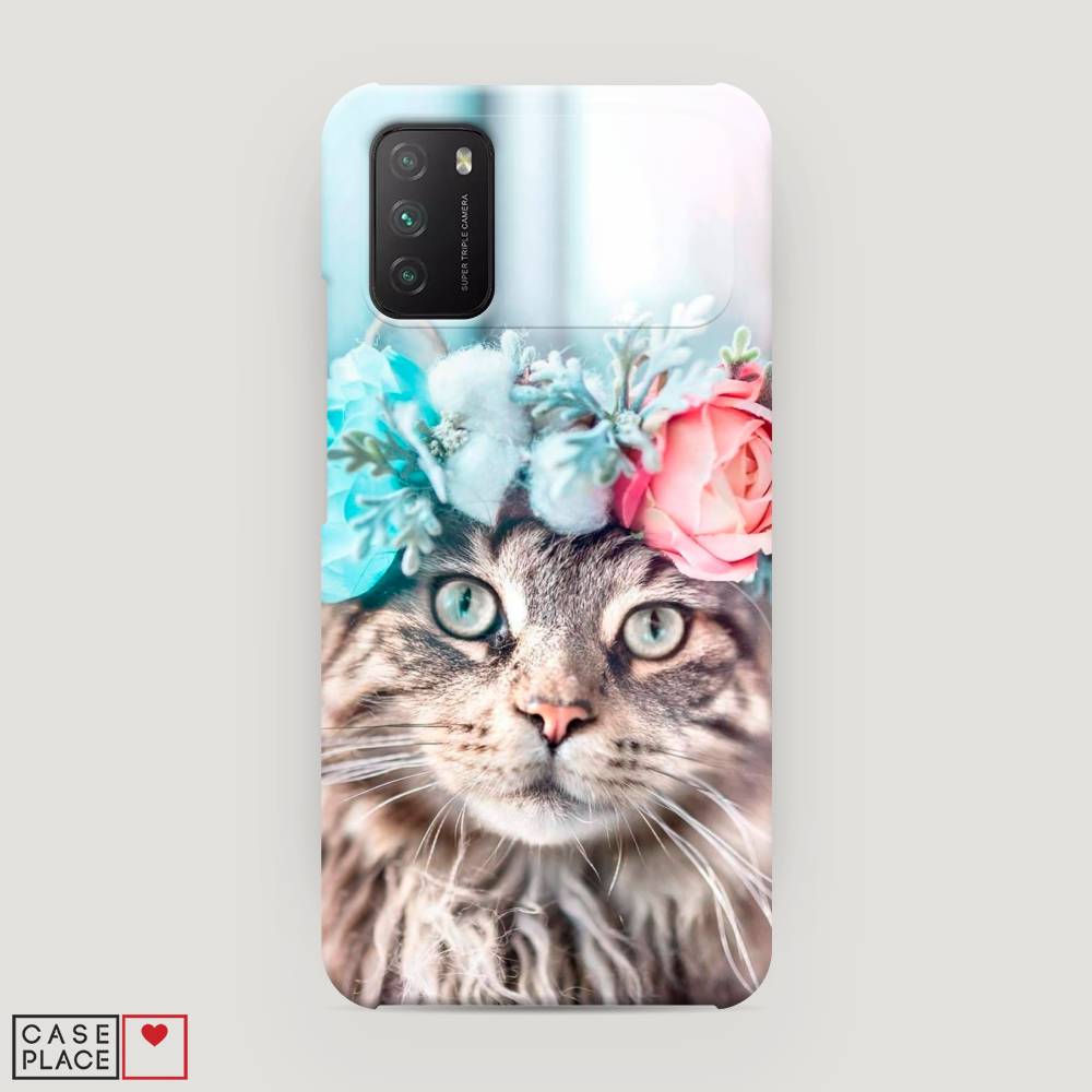 

Пластиковый чехол "Кот в венке" на Xiaomi Poco M3, 39520-1