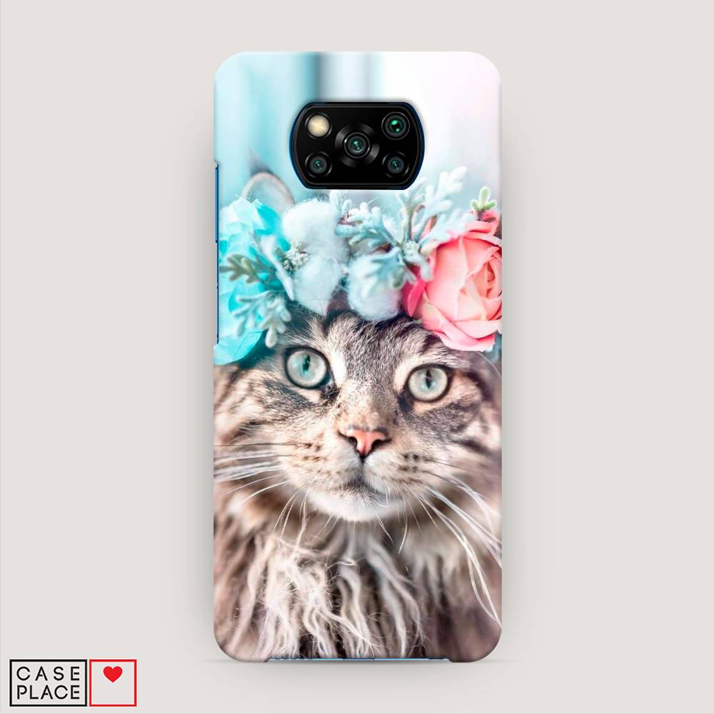 

Пластиковый чехол "Кот в венке" на Xiaomi Poco X3 NFC, 39220-1