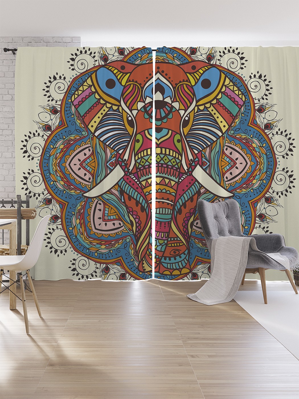 

Шторы под лён JoyArty "Праздничный слон", серия Oxford DeLux, 340х265 см, Праздничный слон