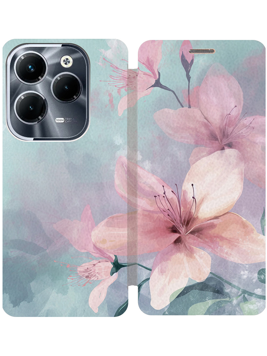 

Чехол-книжка на Infinix Hot 40 / Hot 40 Pro с принтом "Розовые лилии" золотой, Золотистый;белый;розовый;голубой, 778679222