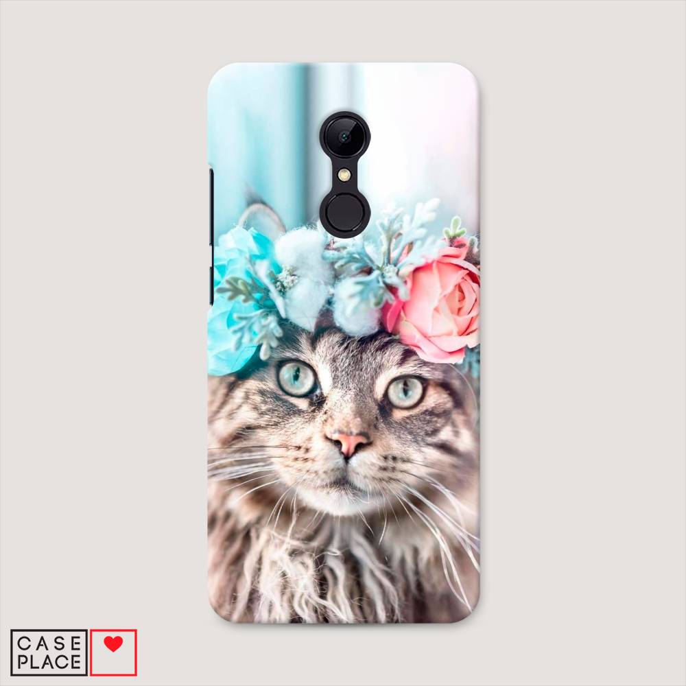 

Пластиковый чехол "Кот в венке" на Xiaomi Redmi 5, 33020-1