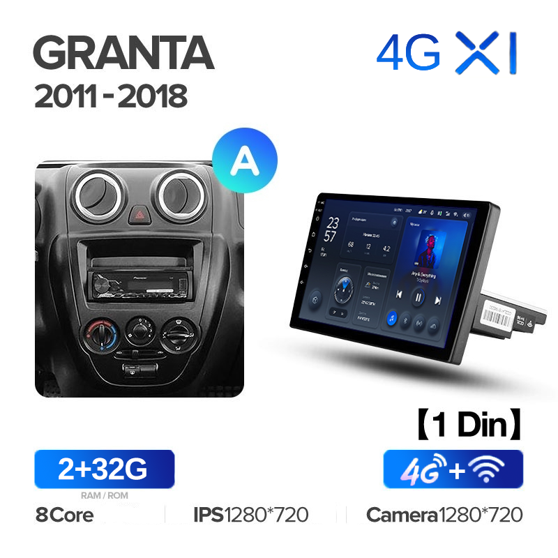 Штатная магнитола Teyes X1 Wi-Fi 4G Lada Granta Sport 2011-2018 Вариант A 2681700₽