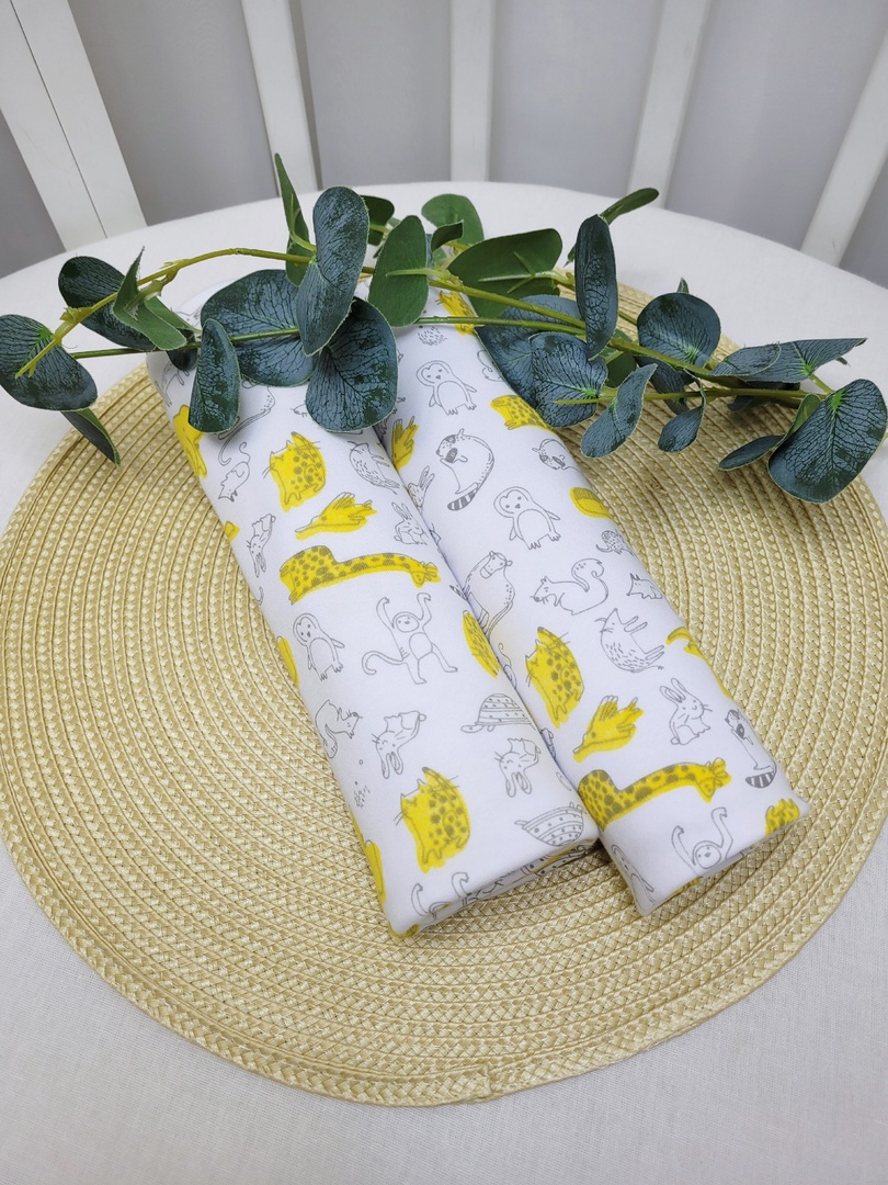 Набор пелёнок из интерлока Желтые силуэты животных 2шт 90x100см
