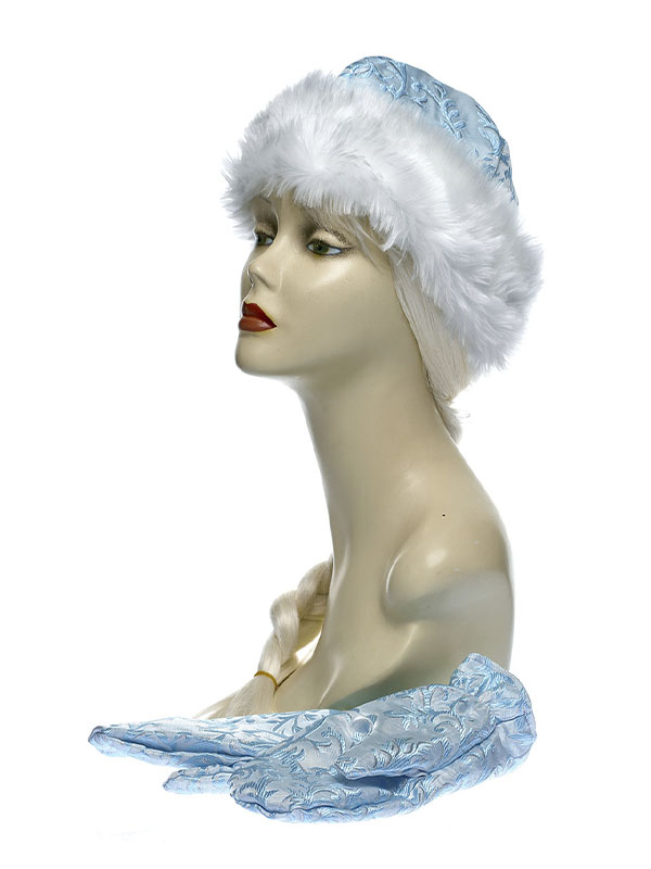 Комплект Снегурочки шапка, варежки Цв: Белый-Голубой песенка снегурочки