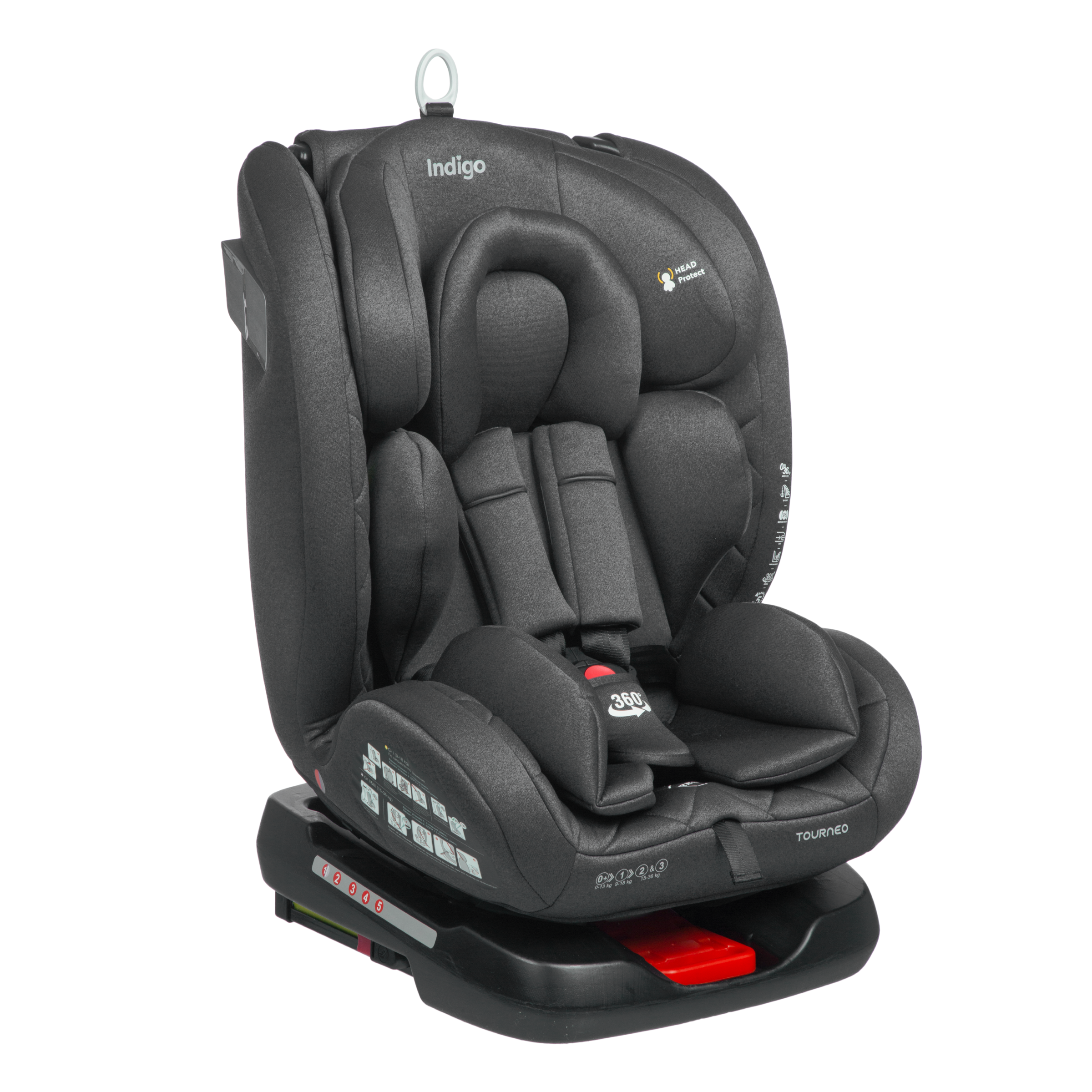 Автокресло детское Indigo Tourneo ISOFIX растущее универсальное поворотное 0-36 кг черный 13899₽