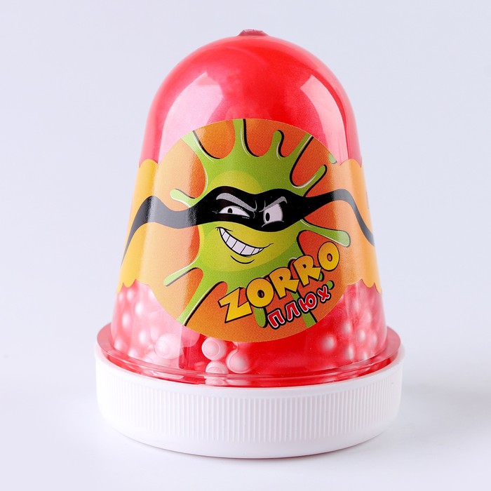 Слайм Плюх ZORRO, перламутровый с шариками, капсула 130 гр., красный
