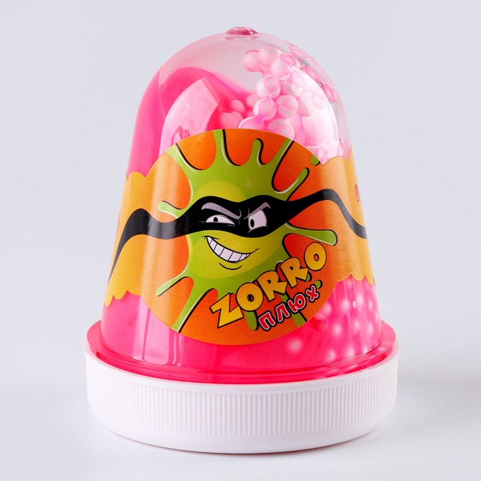 Слайм Плюх ZORRO, перламутровый с шариками, капсула 130 гр., розовый