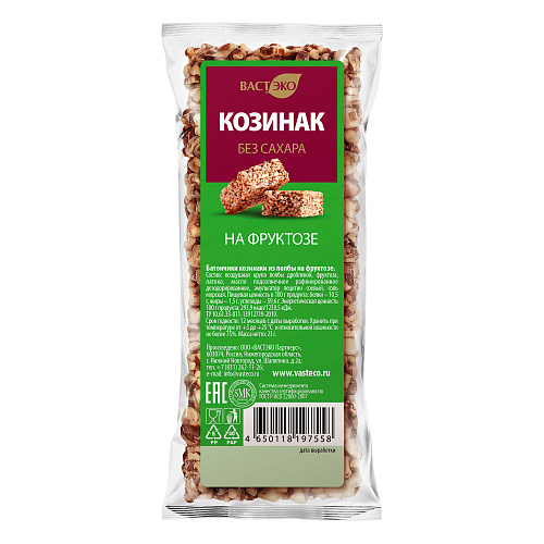 

Козинак Вастэко, из полбы на фруктозе, 6 штук по 23 грамма