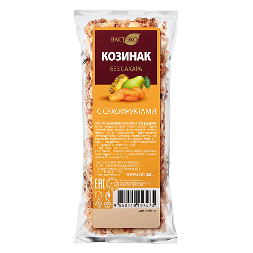 

Козинак Вастэко, из полбы с сухофруктами, 2 штуки по 30 грамм