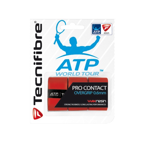 фото Овергрип для теннисной ракетки tecnifibre overgrip pro contact atp x3 красный 3 шт