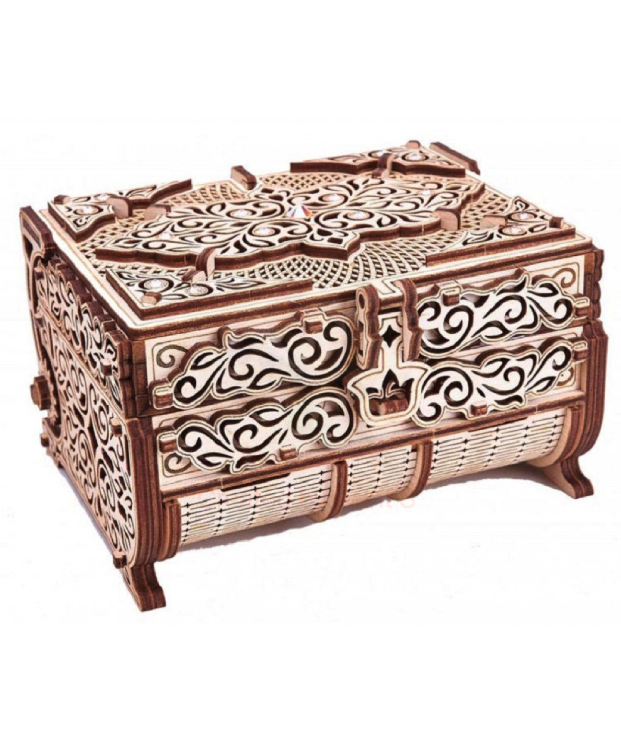

Cборная модель Wood Trick Шкатулка, декорированная кристаллами Swarovski (16,5х13х10 см)