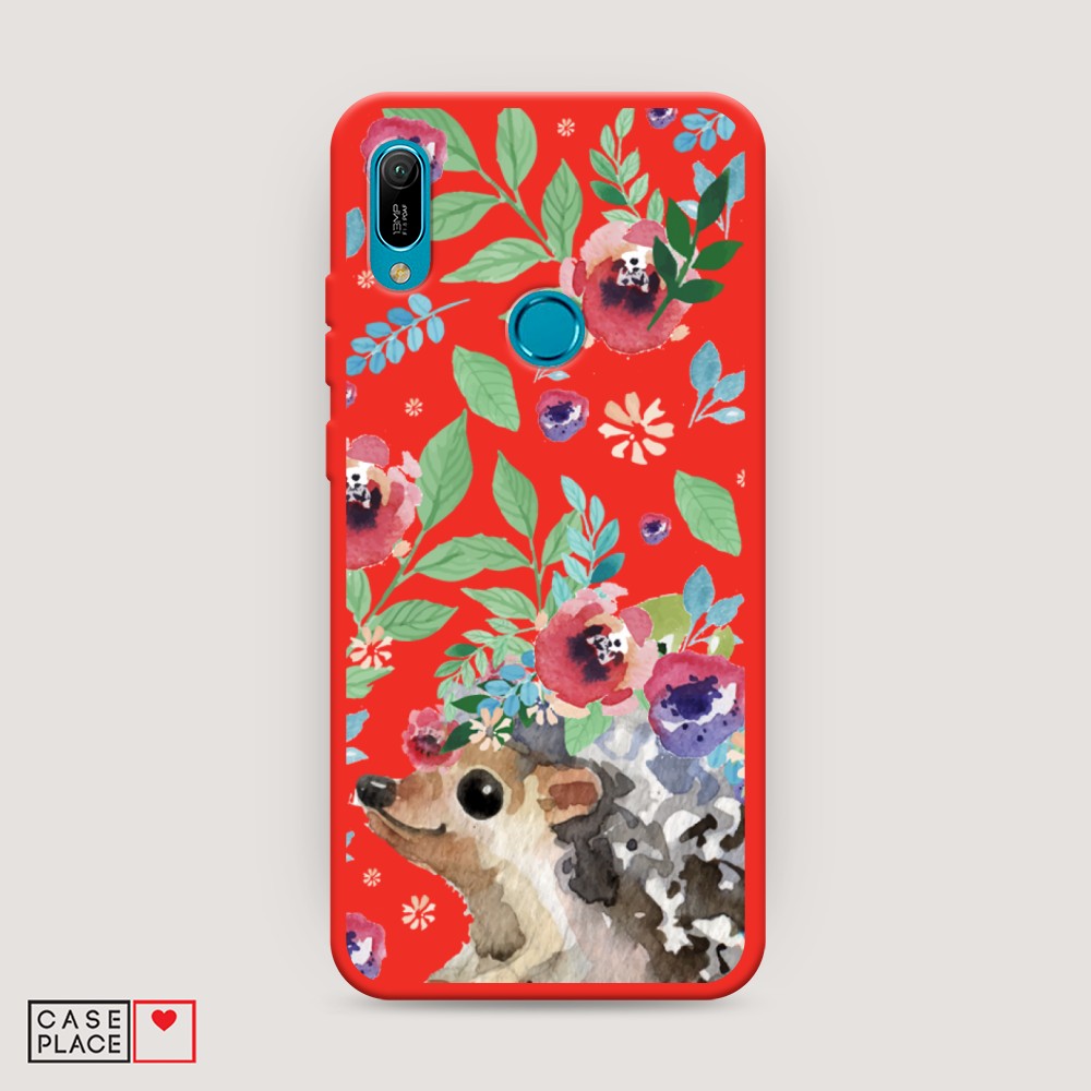 

Чехол Awog на Huawei Y6 2019 "Ежик в цветах акварель", Разноцветный, 68653-1