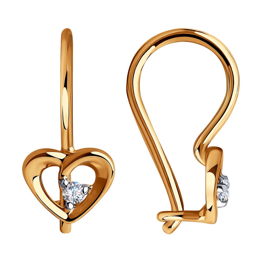 

Серьги из красного золота Diamant 31-120-00748-1, фианит, 31-120-00748-1