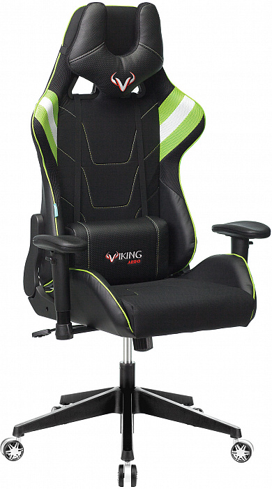 фото Игровое кресло бюрократ zombie viking 4 aero (black/light green)