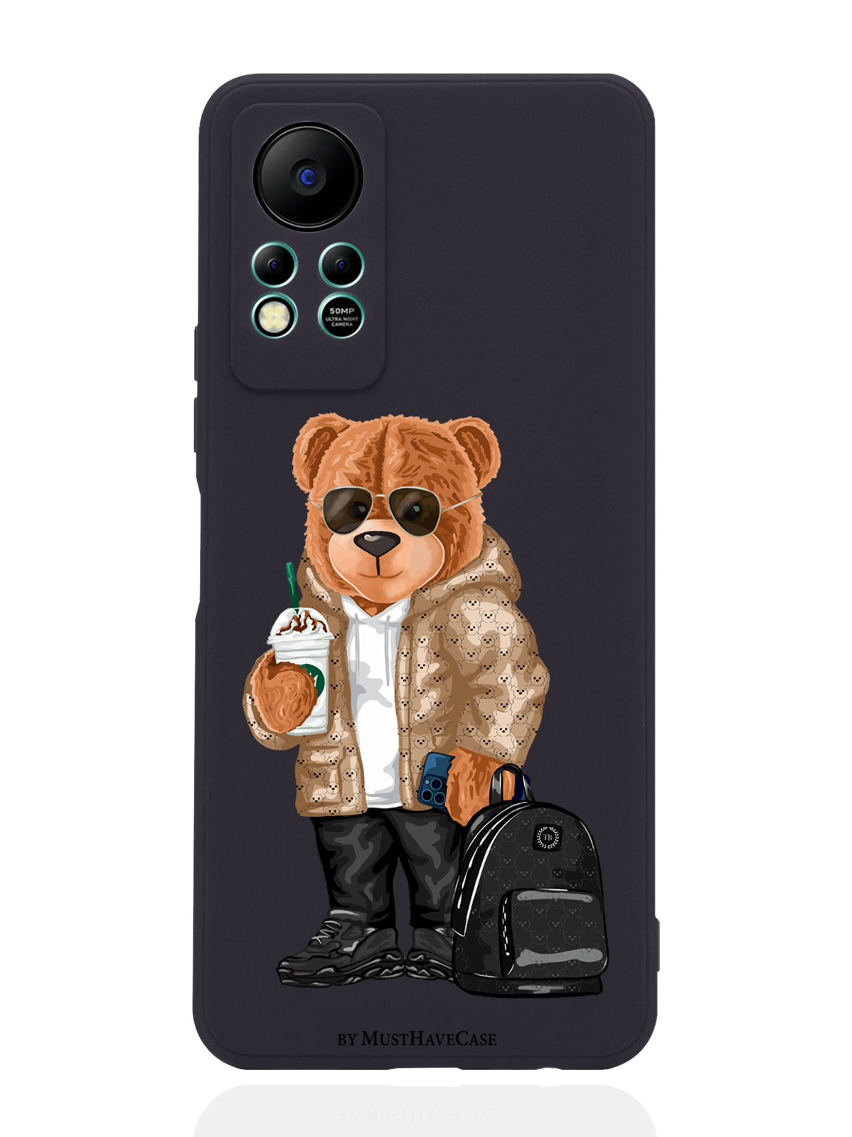 

Чехол MustHaveCase для Infinix Hot 11s NFC Tony Style в очках черный, Коричневый;черный;белый