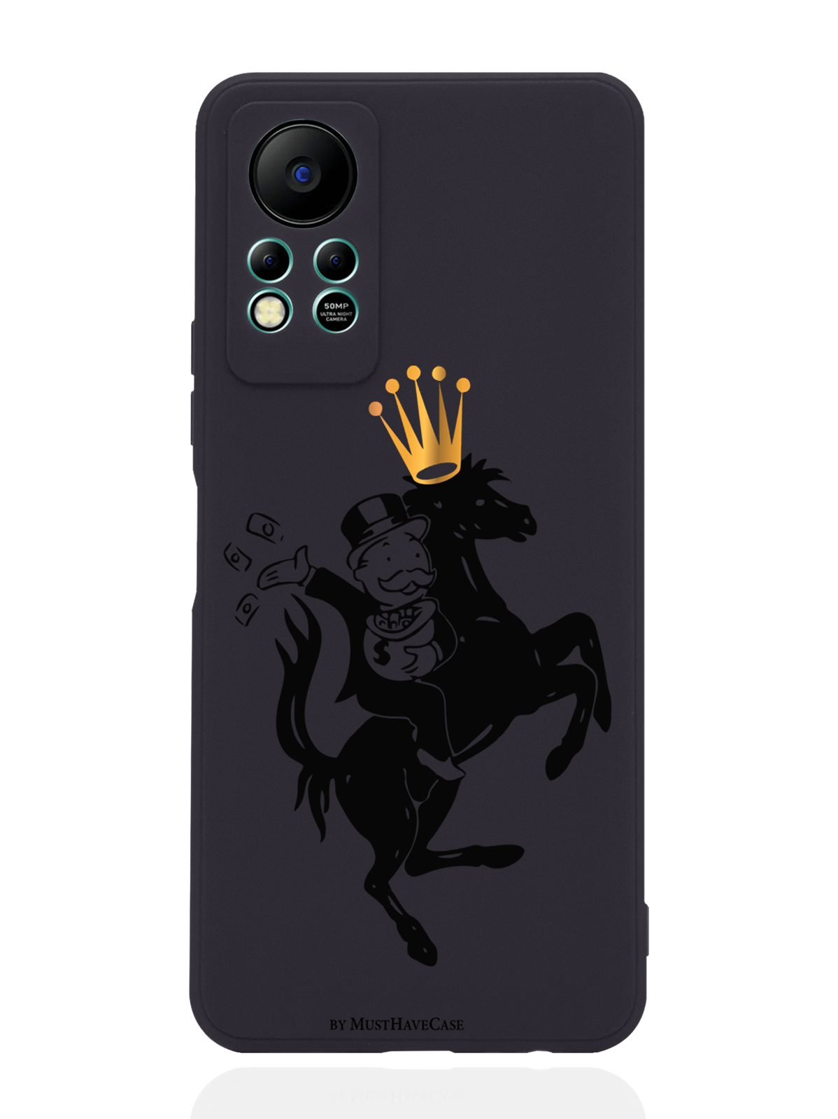 

Чехол MustHaveCase для Infinix Hot 11s NFC Monopoly на коне черный, Черный;золотистый