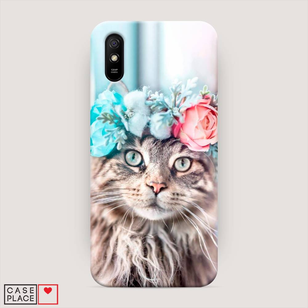 

Пластиковый чехол "Кот в венке" на Xiaomi Redmi 9A, 38920-1