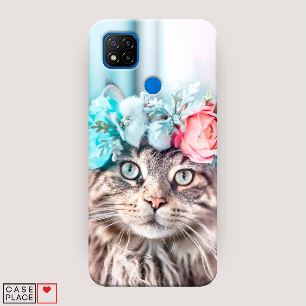 

Пластиковый чехол "Кот в венке" на Xiaomi Redmi 9C, 39020-1