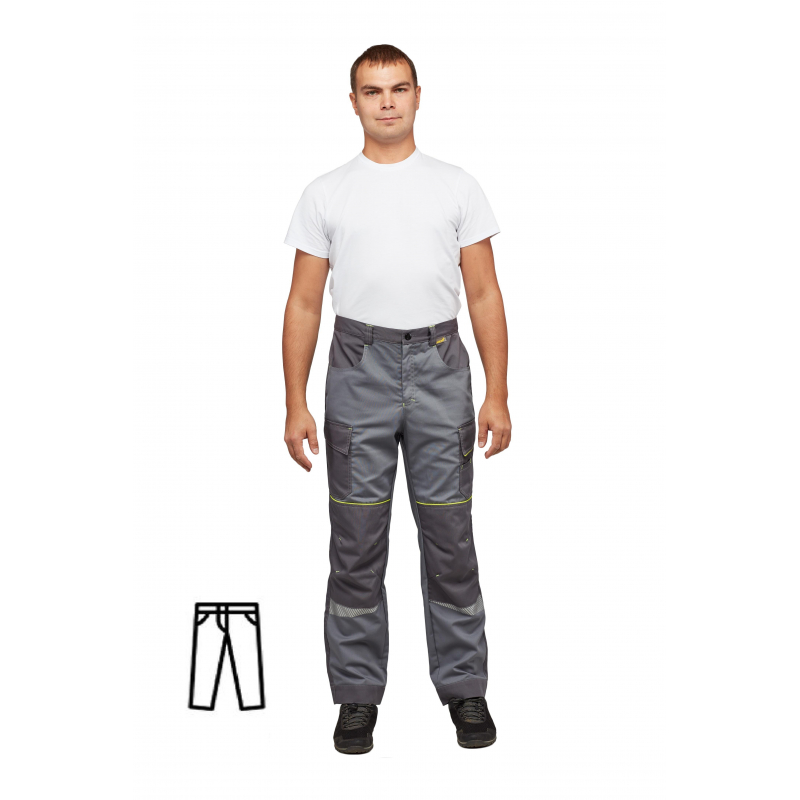 

Брюки рабочие NoBrand 1187654-K серый 48-50, 182-188