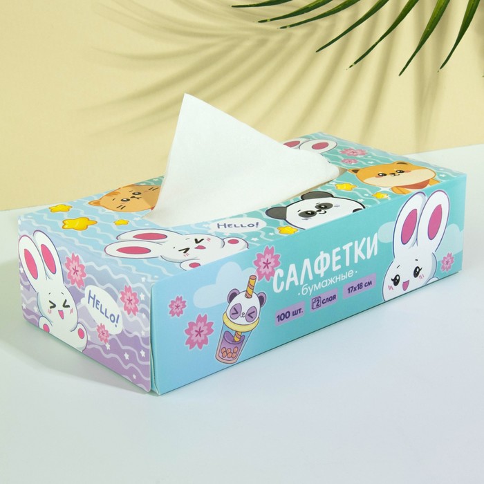 

Бумажные салфетки в коробке Милашки, 100 шт, Белый