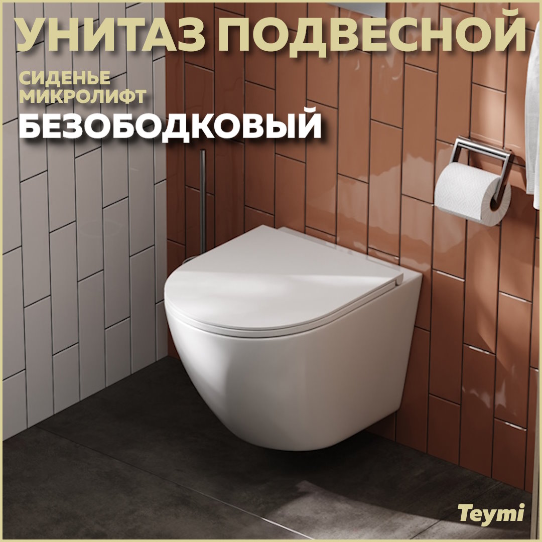 Унитаз подвесной безободковый с быстросъемным сиденьем микролифт Teymi Lina S T40102