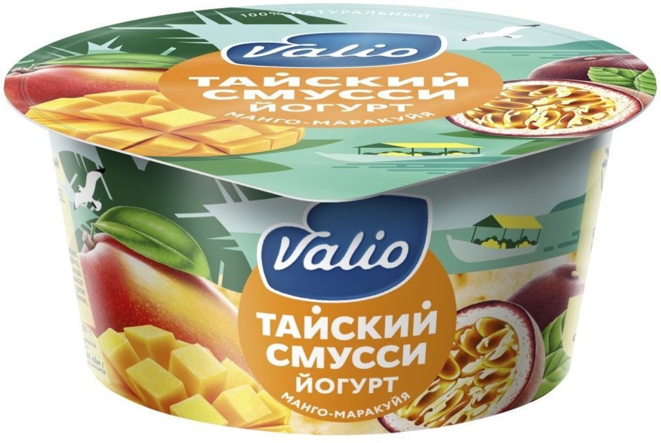 

Йогурт Valio Clean Label тайский смусси с манго и маракуйя 2,6% 140 г