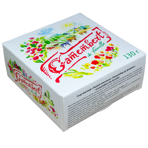 

Сыр мягкий De famille камамбер с белой плесенью 50% 130 г бзмж